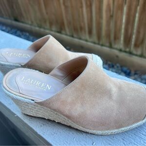 Lauren Ralph Lauren Tan Suede Mules